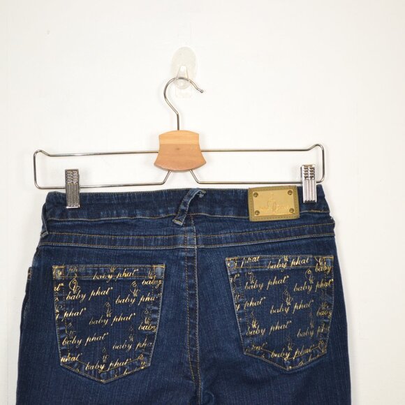 Baby Phat Vintage 2000s Gold Embroidered Pockets Flare Leg Casual Womens 5 - Picture 6 of 9